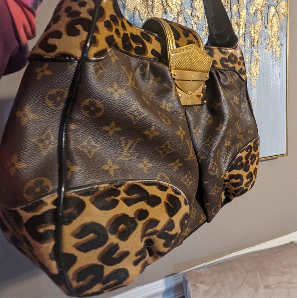 Rare leopard LV monogram shoulder bag